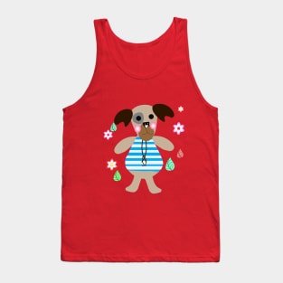 Cute dog with flowers art print. Tank Top